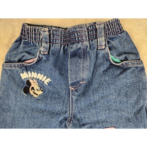 Vintage Disney Minnie Mouse Kids Size 3 Jeans Stretchy Waist Denim Mouse Gear - Picture 2 of 13